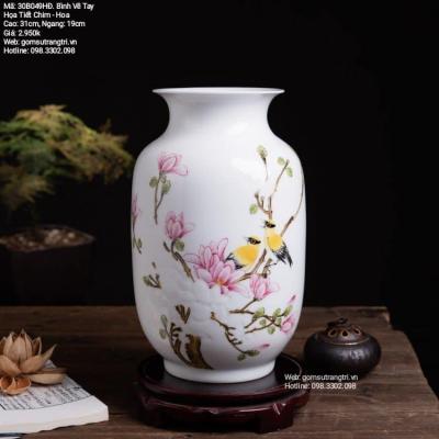 BÌNH VẼ TAY HỌA TIẾT CHIM – HOA